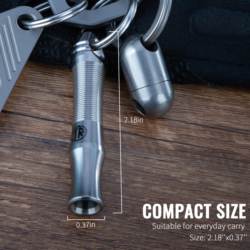 TACRAY Titanium Whistle â€“ Ultra-Loud 120+ dB, CNC Machined, Lightweight & Durable â€“ Perfect for Emergency Survival, Hiking, Camping, and Outdoor Safety â€“ Includes Stainless Steel Chain (Silver) - Image 4